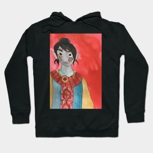 Dark Elf Sorceress Watercolor Painting Hoodie